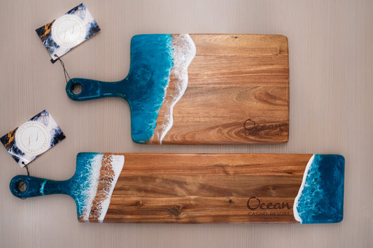 On top: Small Charcuterie Board, On Bottom: Large Charcuterie Board