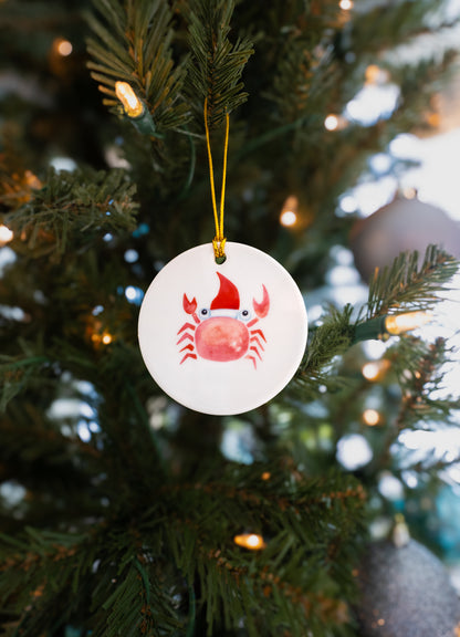 Santa Crab Holiday Ornament