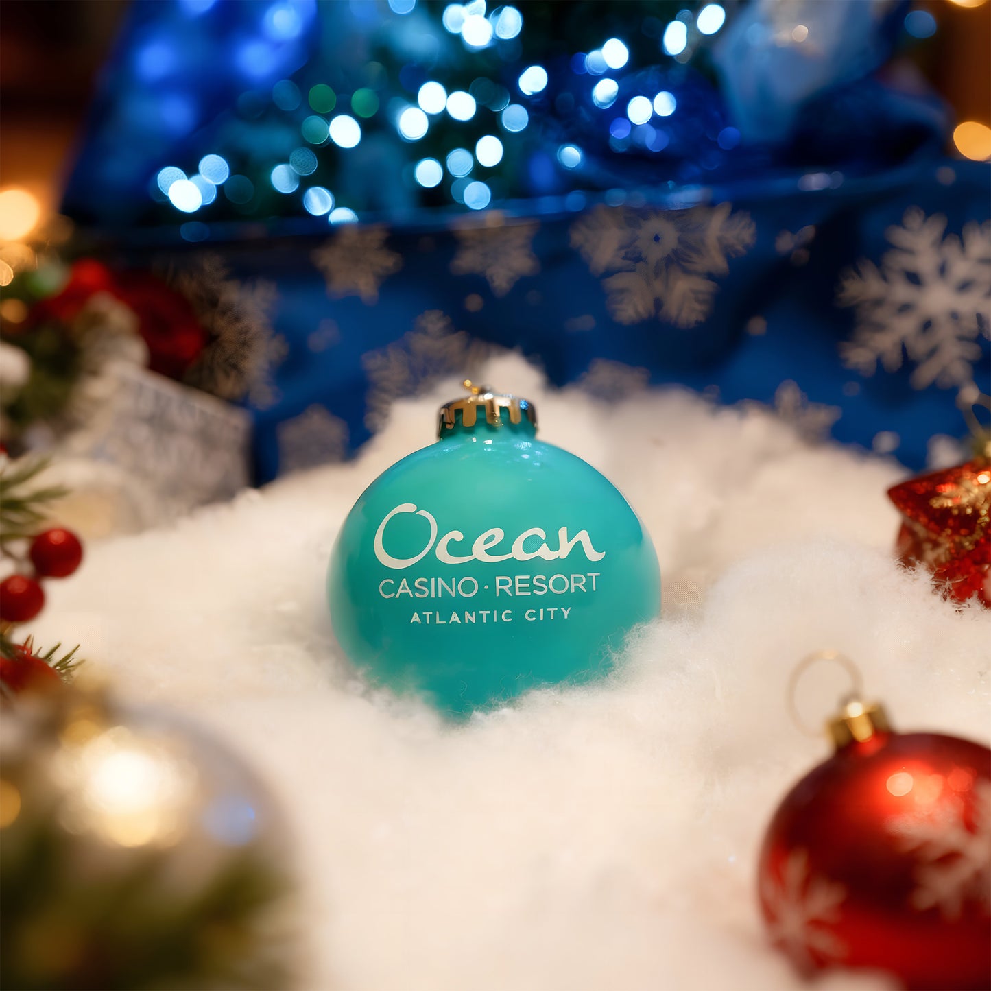 Ocean Cares Teal Globe Holiday Ornament